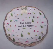 Cynthia Rowley Melamine EAT DRINK and Be MERRY Dinner Plates New 6