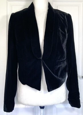 Monsoon Women's Velvet Black Jacket Blazer Collared Lined Size UK 12 BNWT £79.00