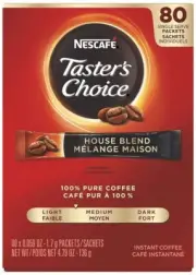 Nescafe Instant Coffee Packets, Light Roast, 1.7 G Singles (Pack of 80)