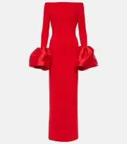 [Solace London] Solace London Talia off-shoulder crêpe gown UK 8 red