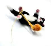 Tuxedo Cat Artisan Miniature OOAK 1:12 dollhouse realistic Hand Needle Felt Art