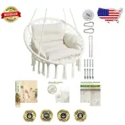 Elegant Macrame Hammock Chair – Cloud-Like Cushion for Ultimate Comfort, 330lbs