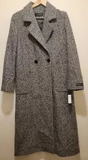 Donna Karan Women's Tweed Coat Navy/Camel Sz Small ( Sz 6)