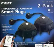 Triple Outlet Outdoor Smart Plugs, 2-Pack, Wifi, Controls Devices from Anywhere,