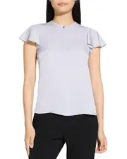 Theory Silk Ruffle Sleeve Top M