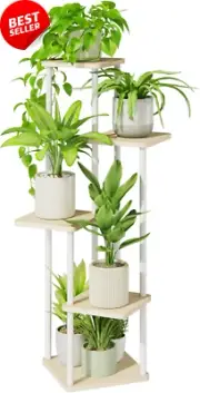 5-Tier Metal Corner Plant Stand Indoor/Outdoor Flower Shelf (White)