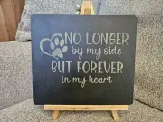 Beautiful Engraved Personalised Slate Pet Memorial Plaque 8-1/4"X9" With Easel