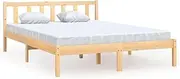 vidaXL Solid Wood Pine Bed Frame Bedroom Bed Base Bedstead Accessory Indoor Home Wooden Mattress Foundation Furniture 137x187 Double Size