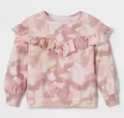 NEW Grayson Collective Toddler Girls' Tie-Dye Ruffle French Terry Sweatshirt 5T