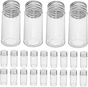HOMOCONO 30pcs Mini Clear Glass Bottles with Aluminum Caps Transparent Vials for DIY Projects Party Favors and Crafting for Storing Spices Candies and More