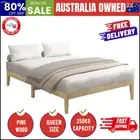 Wooden Bed Frame Queen Size with Pine Timber Frame Mattress Base