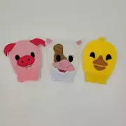 Excellerations Farm Hand Puppets Set Of 3 Pig Cow Duck Learning Resource NEW