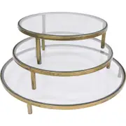 3pc LVD Metal Glass 45/35/30cm Display Tray - Clear/Gold