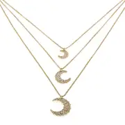 Giora' Necklace With 3 Moon Pendants in Bronze With Swarovski Crystals