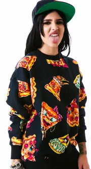 [Joyrich] Pizza Pie Face Crew Pullover Sweatshirt