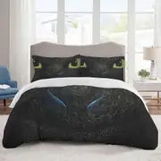 v1360 Bed Sheets Bedding How to Train Your Dragon Bedding Sets Cartoon Duvet Cover Lightweight 3 Piece Bet Sets for Kids Boys Girls (1 Duvet Cover an