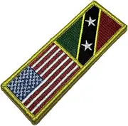 [BR44] BPUSKNV001 USA Saint Kitts and Nevis Flag Embroidered Patch Gold Border Uniform Kart Kimono, Hook Fasteners Attach to Tactical Hats and Gears