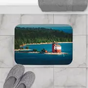 Round Island Lighthouse Bath Mat - Mackinac Island | Michigan Travel Home Decor