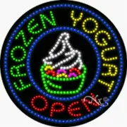 NEW “FROZEN YOGURT OPEN" 26x26 SOLID & ANIMATED LED SIGN w/CUSTOM OPTIONS 21344