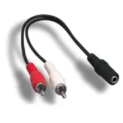 KNTK 6" 3.5mm 1/8" AUX Female to 2RCA Male Audio Cable PC Auto Sound System CD