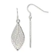 Sterling Silver Polished & D/C Fancy Filigree Teardrop Dangle Earrings