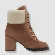 $945 Stuart Weitzman Women's Brown Kolbie II Block Chill Boot Shoes EU 37.5/US 7