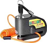 Motorcycle Alarm Disc Brake Lock, Motorcycle Locks Anti-Theft Security Wheel Disc Lock Waterproof 110dB Alarm Sound with 5ft Reminder Cable Keys and Carry Pouch for Motorbike Bike Scooter