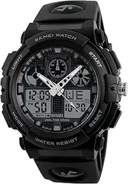 [SKMEI] Men's LED Waterproof Sport Army Alarm Date Analog Digital Black Wrist Watch