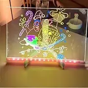 Kivvy Magic Board, Creative Magic Board Lights Up, Homeanoak Drawing Board, Magics Boards Light Up, DIY Erasable Luminous Writing Boards with Stand ＆ 12 Markers for Drawing (S#1-5.9 * 5.9)