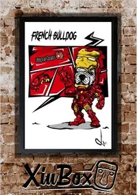 在飛比找Yahoo!奇摩拍賣優惠-法鬥 鬥牛犬 狗 鋼鐵人 居家 拼圖 畫框 裝飾 藝術 插畫