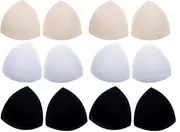 [JZK] 6 Pairs Foam Bra pad Insert Removable Triangle Bra Enhancer Cup for Swimwear Sports Bra Bikini, Black White Beige 3 Colours
