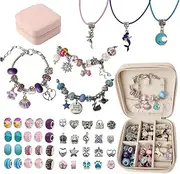 LIV&LOVE DIY Charm Bracelet Making Kit. Jewellery DIY bracelet kit to make girls jewelry including Charms, Bracelets, Necklace and Jewellry Box. Charm Kit, bracelet charms, Jewellery making for girls.