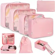 [BAGAIL] 8 Set Packing Cubes, Lightweight Travel Luggage Organizers with Shoe Bag, Toiletry Bag & Laundry Bag (Blush Pink)