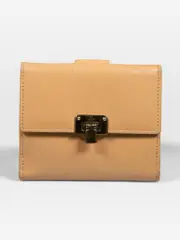 Beige Leather Bifold Wallet