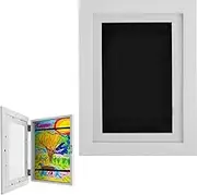 Fxvhojq Kids Art Frame A4 Child Artwork Picture Display Frame Wood Front Opening Photo Frame with Fixed Strap Horizontal and Vertical Formats Hold up to150 Artworks for Crafts Drawing (White)
