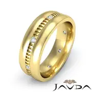 Solid Round Bezel Diamond Mens Eternity Wedding Band 14k Yellow Gold 0.16 Ctw