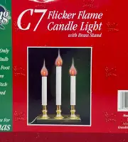 Sterling C7 Flicker Flame Christmas Candle Lights Brass Stand Electric NEW