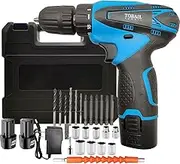 12V Cordless 10mm Impact Drill Driver Screwdriver Accessories Tool with 2X Battery + Charger Set