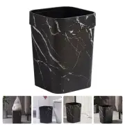 Marble Trash Can Black Waste Bin Container Junk Case with Lid Small Garbage
