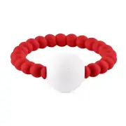 Ryan and Rose Silicone Cutie 2-in-1 Teether And Rattle, Red Baby Gift