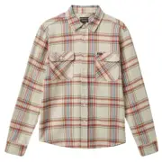 Brixton Bowery Flannel White Smoke Yellow Casa Red Button Up Shirt