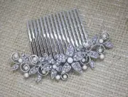 Silver tone hair comb bridal wedding crystal rhinestone hair accessories ha4883
