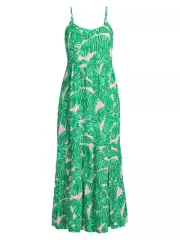 NEW NWT Lilly Pulitzer Teresa Printed Maxi Dress sz L Palm Leaf Pink Green Large