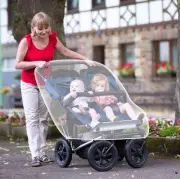Double Stroller Mosquito Net, 3 pcs, Mesh Fabric Breathable Baby Bassinet Cover