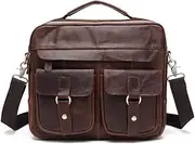 [HAMKVBPR] Mens Briefcase Vintage Men's Brown Leather Briefcase Laptop Messenger Bag Satchel Handbag Travel for Men Gifts Messenger Bag for Work Business