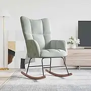 Rocking Chair Light Grey Velvet,Plush and Elegant Rocking Chair: Comfort and Style for Your Living Space Living Room Furniture