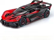 Die-cast Alloy Diecast 1:24 for Bugatti Fire Meteor Car Model Pull Back Sound Light Simulated Mini Vehicle Exquisite Presents Miniature Vehicle(Red)