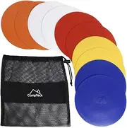 CampTeck U6934 - Round Flat Disc Markers Cones Flexible Sport Spot Markers - (pack of 10) with Black Mesh Bag - Disc Colours: Orange, Blue, Red, White, Yellow