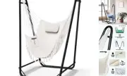 Hammock Chair with Stand,Heavy-Duty Hanging Chair with Stand, for Indoor White