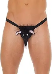 [Rimba] Sexy G-String Thong With Mouse Head Funny Shirt Black One Size